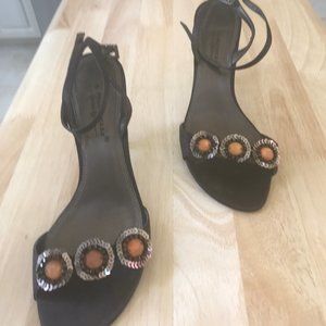 Beautiful Ankle strap heel with embellishments.